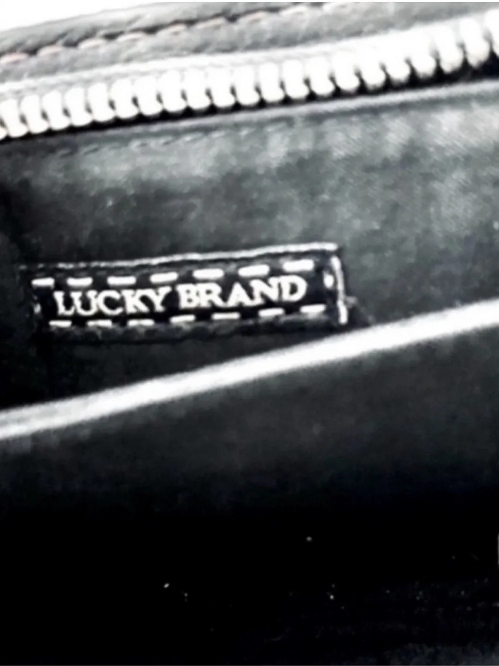 Lucky Brand Full Size Leather Wallet Flap & Zipper Closures Black Pink Silver